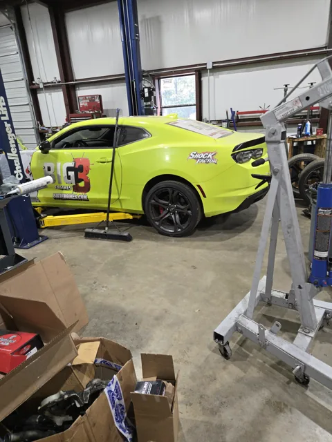 Camaro undergoing work in the shop