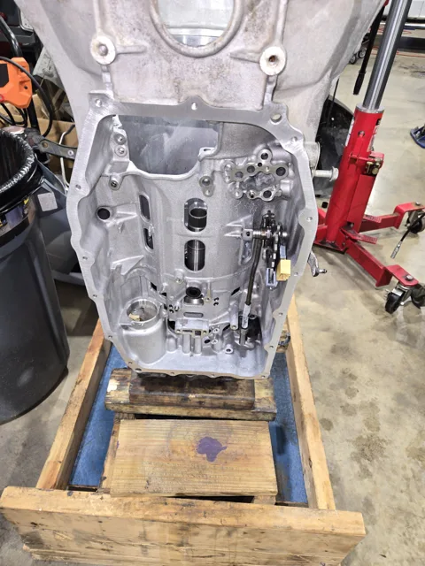 Opened transmission case in the shop
